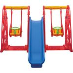 Çırak Çift Kaydırak Tek Salıncak Set - Kaydırak - Salıncak - Çocuk Parkı - Oyun Parkı - Kırmızı
