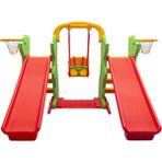 Çırak Çift Salıncak Tek Kaydırak Set - Kaydırak - Salıncak - Çocuk Parkı - Oyun Parkı - Yeşil