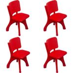 Çırak Çocuk Sandalye Takımı - 4 Adet Renkli Sandalyeler - Anaokulu - Kreş Sandalye - Küçük Sandalye - Kırmızı