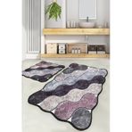 Circle Mor 2 Li Set Banyo Halısı DjtYıkanabilir Kaymaz Taban Paspas Klozet Takımı Çok Renkli