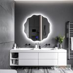 Cirelia Led'li Lazer Kumlamalı Lavabo & Banyo Aynası (Dokunmatik Sensörlü) beyaz ledli 80 x 80