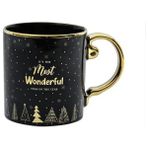 Çırpan Ev Siyah Altın Noel Temalı Kupa 355 ML - Altın - Siyah