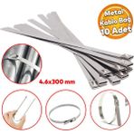 Cırt Kelepçe Metal Paslanmaz Çelik Kablo Zip Bağı Çok Amaçlı Bağlama 4.6X300 10 Adet