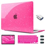 CISSOOK MacBook Air 13,5 inç Kılıf Glitter 2024 2023 2022 A3113 M3 A2681 M2 Çip ile Uyumlu, MacBook Air 13,5 inç için Parlak Parlak Plastik Sert Kılıf Dokunmatik Kimlik, Gül Kırmızısı Parıltı