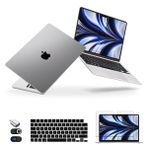 CISSOOK MacBook Air 13,5" Kılıf M3 A3113 M2 A2681 Model 2024 2022 Sürümü ile Uyumlu, [Ultra İnce Zırh] MacBook Air M3 M2 13 inç Kılıf için Dayanıklı Plastik Sert Kabuk Kılıf Kapak - Gri Şeffaf