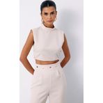 Çıt Çıt Detaylı Crop Bluz - Bej