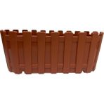 Çit Desenli Balkon Saksısı, Terracotta Rengi, Dikdörtgen, Çiçeklik Toprak Rengi 28X12