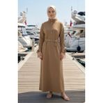 Çıtçıt Detaylı Kuşaklı Spor Elbise 71183-04 Hardal - Sarı - Sarı - 44