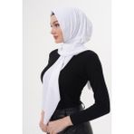 Çıtçıtlı Büzgülü Tesettür Şal - Beyaz - Standart