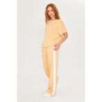 Çıtçıtlı Modal Pantolon - Sarı - Ekru