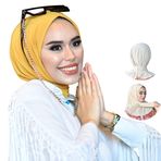 Çıtçıtlı Tesettür - Kadınlar için Türban - Kadınlar için Tesettür | Kadınlar için Saç Sargısı-Başörtüsü Altlık-Şapkalar-Anında Başörtüsü, Hardal, Tek Beden