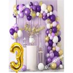 Çıtı Pıtı Store 0-9 Yaş Macaron Mor Balon Zinciri Seti Gölge Mor Altın Balon Dekorasyon - 3