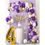 Çıtı Pıtı Store 0-9 Yaş Macaron Mor Balon Zinciri Seti Gölge Mor Altın Balon Dekorasyon - 4