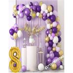 Çıtı Pıtı Store 0-9 Yaş Macaron Mor Balon Zinciri Seti Gölge Mor Altın Balon Dekorasyon - 8