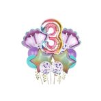 ÇITIPITISTORE Deniz Kızı Temalı Midye Gökkuşağı Yıldız Rakam Folyo Balonlu Yaş Balon Set
