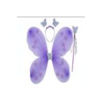 ÇITIPITISTORE Kelebek Kanadı Taç Asa 3'lü Set, Mor, Çocuk Partisi Kostümü