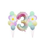 ÇITIPITISTORE Papatya Figürlü Makaron Renk Balon Seti, 3 Yaş+, Folyo Balon ve Latex Balon Kombinesi