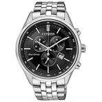 Citizen Erkek Kronograf Eco-Drive Kol Saati Paslanmaz Çelik Bileklik, Siyah, bileklik