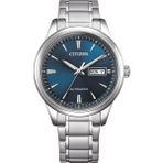 Citizen NY4058-79LC Erkek Kol Saati | 40 mm Gümüş Paslanmaz Çelik Kasa, Mavi Kadran, Otomatik Mekanizma - Gümüş - Mavi