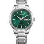 Citizen NY4058-79XC Erkek Kol Saati | 40 mm Gümüş Paslanmaz Çelik Kasa, Yeşil Kadran, Otomatik Mekanizma