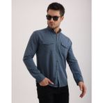 Citra Likralı Kapak Detaylı Gabardin Kot Kumaş Casual Modern Erkek Gömlek - Petrol