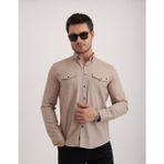 Citra Likralı Kapak Detaylı Gabardin Kot Kumaş Casual Modern Erkek Gömlek - Taş