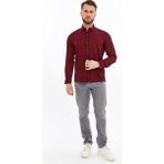 Citra Likralı Örme Jakarlı Slim Fit Erkek Gömlek - Bordo - XL