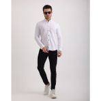 Citra Premium Dokulu Flam Keten Smart Casual Erkek Gömlek - Beyaz - 2XL