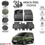 Citroen Berlingo 2024 Model Tam Uyumlu Kokusuz 3D Havuzlu Paspas - Siyah