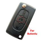 Citroen Berlingo C3 C4 C5 Uyumlu 3 Tuşlu Kumanda Anahtar Kabı Oto Anahtarlık Pil Yataklı Logolu