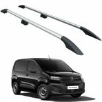 Citroen Berlingo Uzun Şase 2018-2025 Aluminum Araç Üstü Alüminyum Tavan Yan Rayları Plus Serisi - Gri