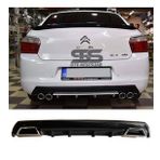 Citroen C-elysee Difüzör Arka Tampon Eki 2 Egzoz Çıkışlı Siyah Lüx Tip