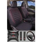 Citroen C3-C4, Berlingo ,Saxo, Xantia Uyumlu Gofrajlı Siyah Oto Koltuk Kılıfı Seti Yastık-Kemer