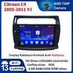 Citroen C4 2005-2011 Yıl Android Sürüm 13 Kablosuz Carplay Navigasyon Multimedya 9 Inç Ekran 4g Ram+ 32GB Hafıza Çerçeve ve Arka Görüş Kamerası ile