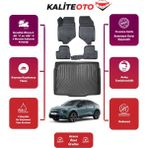 Citroen C4 2025 Model Bagaj Havuzu+4d Araca Özel Havuzlu Paspas Takımıı Prqx - Siyah