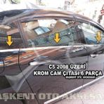 Citroen C5 2008 Üzeri Paslanmaz Çelik 6 Parça Krom Cam Çıtası