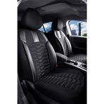 Citroen Nemo 2+1 Deri Detaylı Oto Koltuk Kılıfı Ön Arka Set Siyah Beyaz Platinium Model SCR