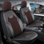 Citroen Xsara Yarı Deri Oto Koltuk Kılıfı Ön Arka Set Siyah Kırmızı Lotus Seri Şhn - Siyah - Kırmızı