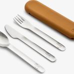 Citron 1060643 Caramel Silikon Kılıflı Paslanmaz Çelik 3'lü Çatal Bıçak Kaşık Takımı