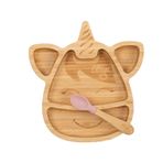 Citron 1073551 Unicorn Bölmeli Organik Bambu Çocuk Yemek Takımı