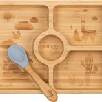 Citron 1073568 Bölmeli Organik Bambu Kare Yemek Takımı