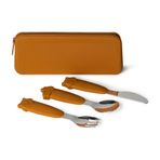 Citron 1286418 Caramel Çantalı Silikon Saplı Paslanmaz Çelik Çatal Bıçak ve Kaşık Takımı