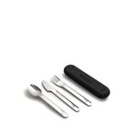 Citron Black Silikon Kılıflı Çelik 3'lü Çocuk Çatal Bıçak Kaşık Takımı