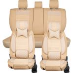 Citron C3 Air Cros Uyumlu Yarı Deri Oto Koltuk Bel Destekli 5 Li Set Elite Bej