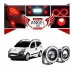 Citroën Nemo Uyumlu, Universal Mercekli Led Angel Sis Farı, 76mm Kırmızı Renk