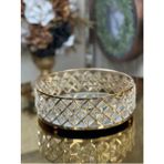 CITY gold Kristal Taşlı Içi Cam Aynalı Tepsi 40 cm - Yuvarlak