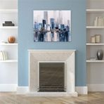 City Of Smurfs Yağlı Boya Dokulu Tablo 75X100 Siyah Çerçeveli