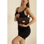 Citycenterfashion Gold Toka Kapamalı Omuz Çanta, Tek Ebat, Cty-Lbn-0956, Kahve, Kadın