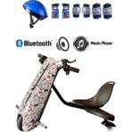 Citymate Drift Car Bluetooth Hoparlörlü Graffiti Desenli Drift Scooter Kask-Dizlik Seti Hediyeli - KASA29
