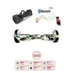 Citymate Elektrikli Kaykay Hoverboard 6.5 Inch Yeşil Kamuflaj Grafity Desenli Akıllı Denge Taşıma Çanta Hediye D07